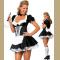 Low-cut Neckline French Maid Outfit with Short Sleeves and Lacy Details