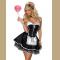 Taffeta-like French Maid Dress with Polka Dot Lace Underskirt