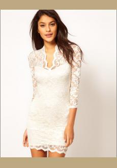 Lace Dress With Scalloped Neck