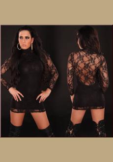 Sexy Lace-Minidress with turtleneck
