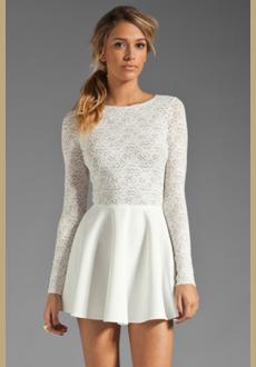 Elegant Long Sleeve White Open Back Dress  
