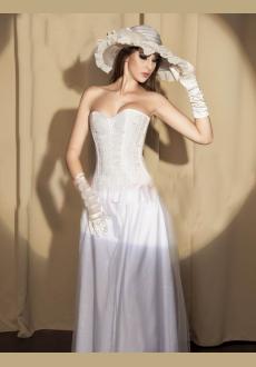 White floral print overbust bones corset