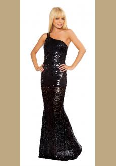 Black Glitters Star Evening Gown