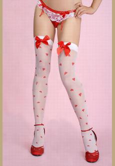 Red and White Heart Stockings with bow