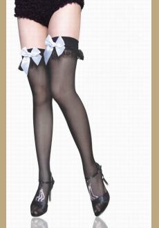 Lace up Thigh High Stockings with Satin Bow