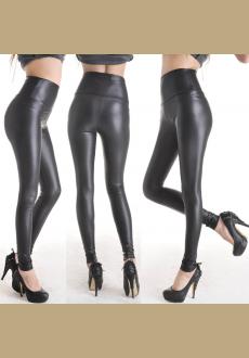 New Fashion Womens Shiny Wet Faux Leather High-waist Leggings Pants