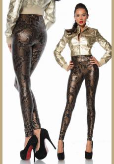 Sexy Skinny Faux Snake Leather Print Metallic Leggings Pants Tights