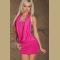 WATERFALL FRONT HALTER CLUBWEAR ROSE RED