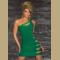 ONE SIDE SHREDDED PARTY QUEEN DRESS GREEN