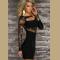 BLACK LONG SLEEVE LACE DETAIL PARTY DRESS