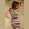 Pale Neon Green and Purple Aztec Abstract Print Bodycon Dress