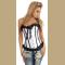 White Corset With 2 Black Vertical Stripes Dual-side White Buttons
