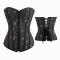 Black Floral Print Retro Reversible Style corset