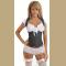 Black Halter Corset Open Breasts With Vertical Stripes 