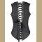 Black Halter Corset Open Breasts With Vertical Stripes 