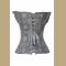 Silver oriental floral print overbust boned corset