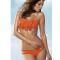 Orange Padded Boho Fringe Bandeau Top Strapless Bikini Swimwear