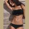Black Padded Boho Fringe Bandeau Top Strapless Bikini Swimwear