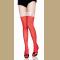 Red Translucent Chiffon Stockings With 3 Flower Delicate Stripes