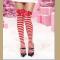 Red and white stripe thigh high Christmas stockings with red bowknot