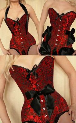 Red brocade corset w...