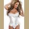 White Boned Lace Up Corset With Matching G-String
