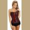 RED ZEBRA FAUX LEATHER OVERBUST CORSET