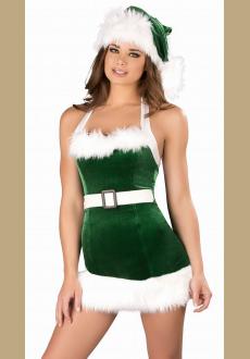 Sexy Green and White Elf Christmas Costume