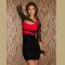 Unbalanced Lace Sleeves Bodycon Dress Black Red