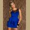 Mini Stretch Dress With Volan-Blue