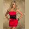 Elegant Tube With Lace Waist Detail RED