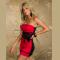 Elegant Tube With Lace Waist Detail RED