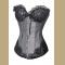 Grey Floral Lace Strapless Overbust Corset 