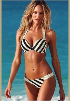 Beach Zebra Stripe 2 strap Push-Up Halter Bikini