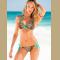 Beach New Green Stripe leopard Spot Add 2 cups Bikini Halter Set