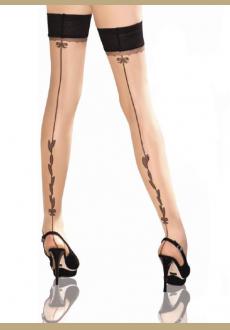 LEAVES floral pattern back seam stockings