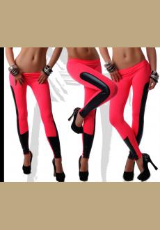 The Pretty Coral Moto Legging with Faux Leather Insets