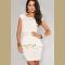 White Peplum Dress with Ivory and Gold Trim