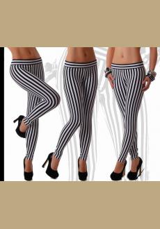 Black & White Stripes Print Legging