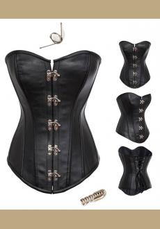 Faux Leather Buckle Corset 