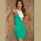Green-white two colors short dress