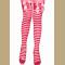 Greatly Pleasing Combination of White and Green Stripes Silken Texture Stocking with Charming Strawberry Pink Ribbon Acc