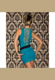 Turquoise dress with slits on the back