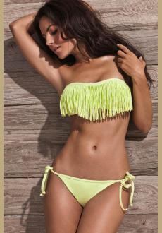 Yellow Fringe Top Bikini Set