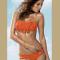 Orange Fringe Top Bikini Set
