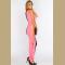 Hot Pink Black Razor Cutout Sides Sexy Maxi Dress