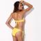 Yellow Strapless Bow Embellished Bandeau Bikini