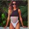 black and white patchwork mesh Net One Piece swimsuit