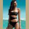 Women Black Bandeau Strapless Cutout Underwire Padded Monokini Swimsuit