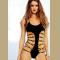 Black Halter Neck Strings Hollow-out One-piece Swimsuit